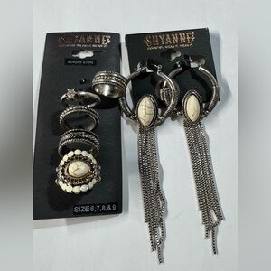 Shyanne Silver and Cream Ring Set